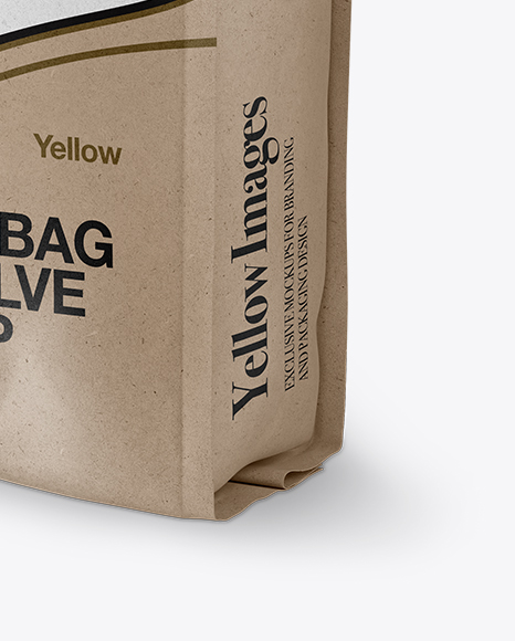 Kraft Paper Coffee Bag With Valve Mockup - Half Side View