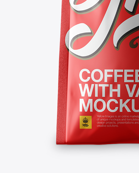 Matte Metallic Coffee Bag With Valve Mockup - Hero Shot