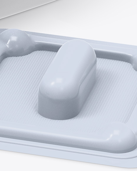 Open Pills Box With Glossy Blister Mockup - Half Side View