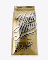 Metallic Coffee Bag With Valve Mockup - Hero Shot