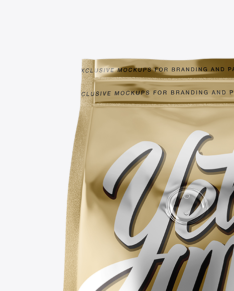 Metallic Coffee Bag With Valve Mockup - Hero Shot