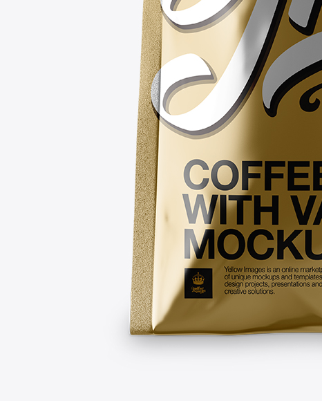 Metallic Coffee Bag With Valve Mockup - Hero Shot