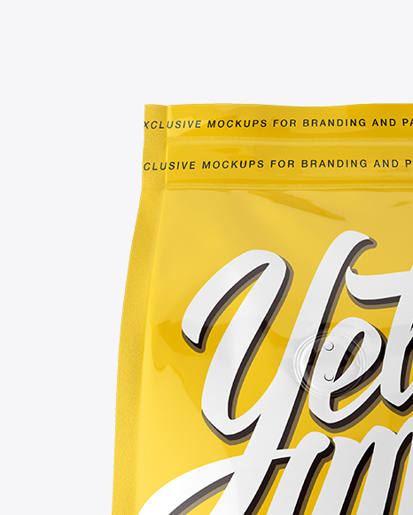 Glossy Coffee Bag With Valve Mockup - Hero Shot - Free Download Images