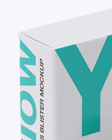 Pills Box With Glossy Blister Mockup - Half Side View - Free Download