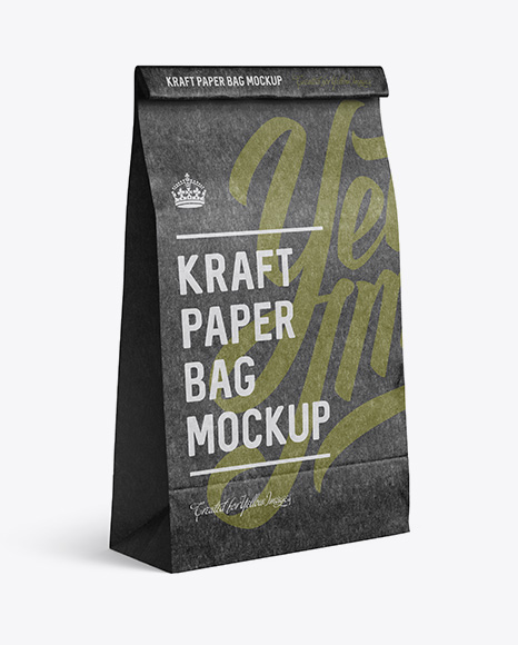 Kraft Paper Food/Snack Bag Mockup - Halfside View