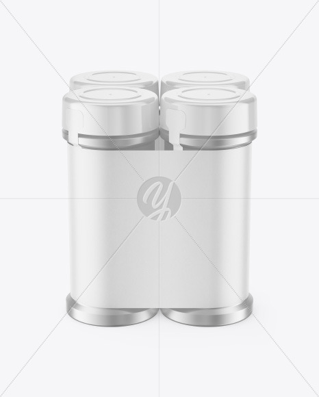 Four Metallic Spice Jars Mockup