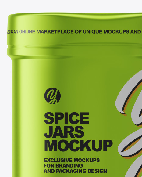 Two Spice Jars w/ Metallic Shrink Sleeve Mockup