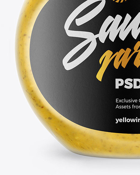 Glass Jar with Mustard Sauce Mockup