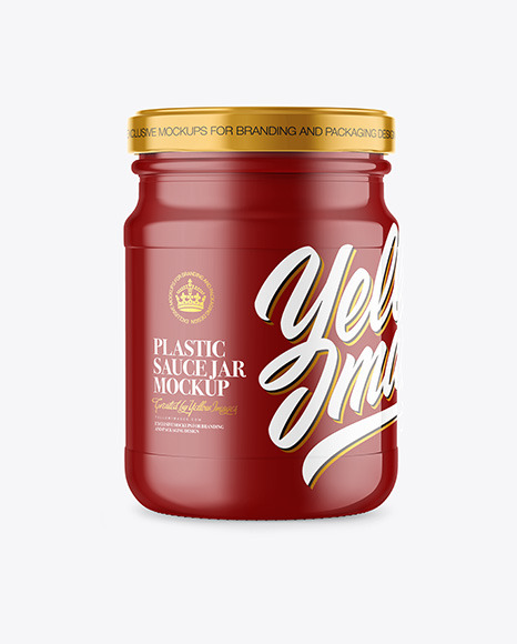 Glossy Plastic Sauce Jar Mockup