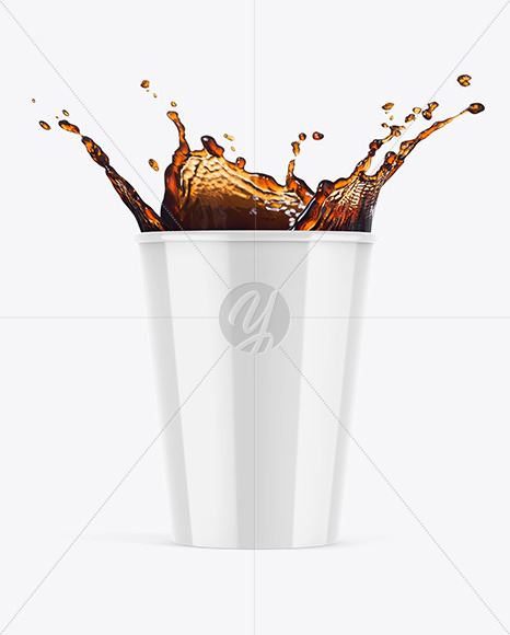 Glossy Soda Cup w/ Splash Mockup