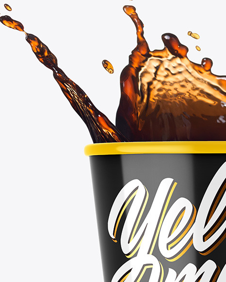 Glossy Soda Cup w/ Splash Mockup