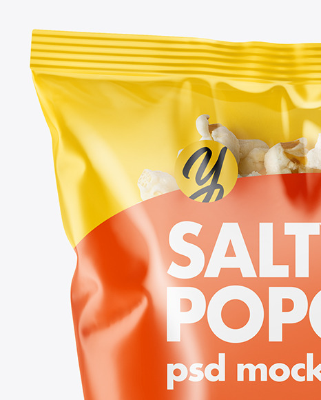 Plastic Bag With Popcorn Mockup