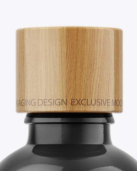 100ml Glossy Bottle W/ Wooden Lid Mockup