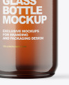 100ml Amber Glass Bottle W/ Wooden Lid Mockup