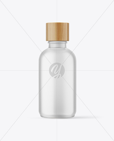 100ml Frosted Glass Bottle W/ Wooden Lid Mockup