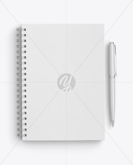 Matte Notebook With Pen Mockup