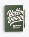 Matte Notebook With Pen Mockup