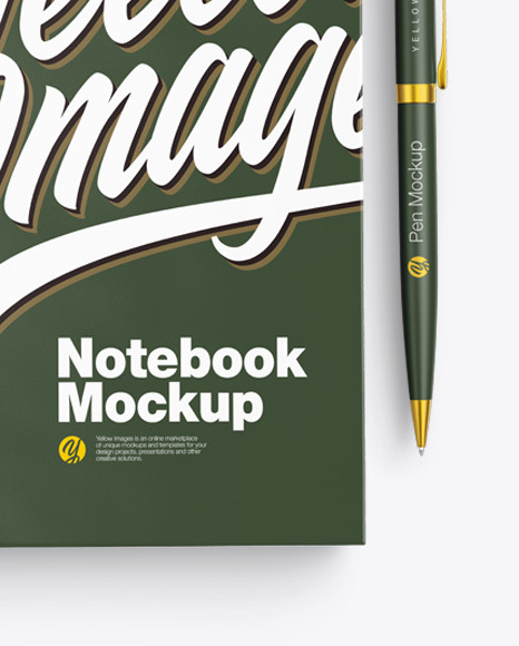 Matte Notebook With Pen Mockup