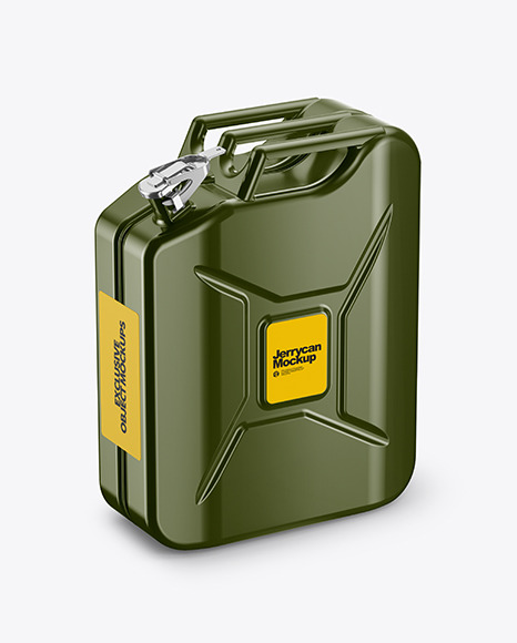 Fuel Jerrycan Mockup - Half Side View (High-Angle Shot)