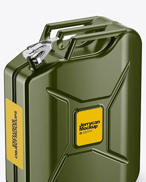 Fuel Jerrycan Mockup - Half Side View (High-Angle Shot)