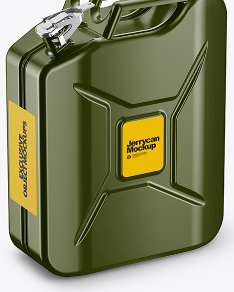 Fuel Jerrycan Mockup - Half Side View (High-Angle Shot)