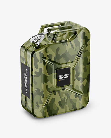 Fuel Jerrycan Mockup - Half Side View (High-Angle Shot)