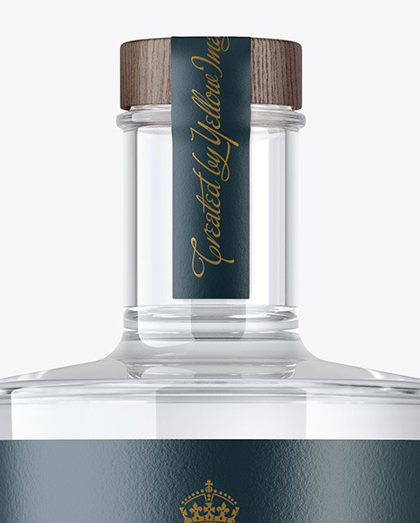 Dry Gin Bottle with Wooden Cap Mockup