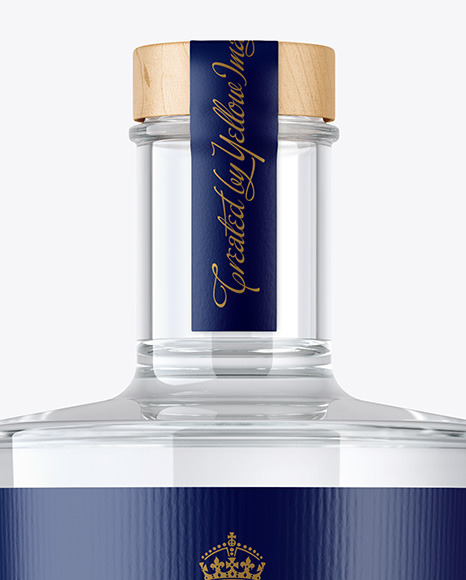 Dry Gin Bottle with Wooden Cap Mockup