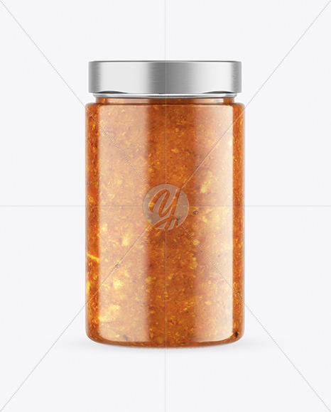 Сlear Glass Jar with Ratatouille sauce Mockup