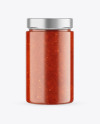 Сlear Glass Jar with Tomato Sauce Mockup