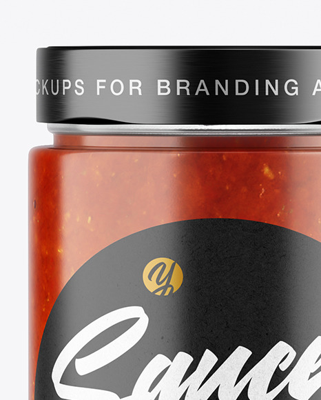 Сlear Glass Jar with Tomato Sauce Mockup