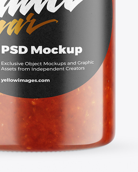 Сlear Glass Jar with Tomato Sauce Mockup