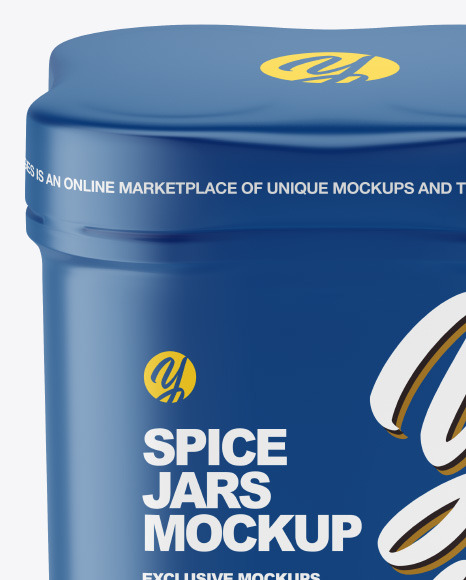 Four Spice Jars w/ Matte Shrink Sleeve Mockup