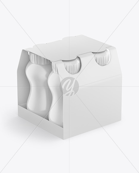 4x125ml Matte Yogurt Pack Mockup