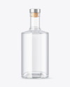 Clear Glass Vodka Bottle with Wooden Cap Mockup