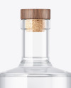 Clear Glass Vodka Bottle with Wooden Cap Mockup