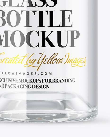 Clear Glass Vodka Bottle with Wooden Cap Mockup