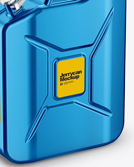 Metallic Fuel Jerrycan Mockup - Half Side View (High-Angle Shot)