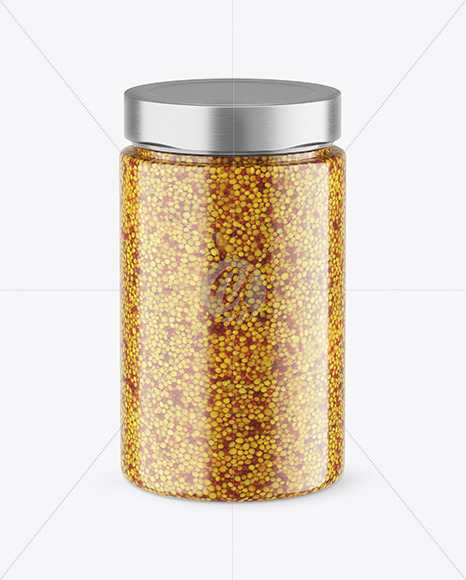 Сlear Glass Jar with Wholegrain Mustard Mockup