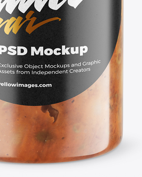 Сlear Glass Jar with Meat Sauce Mockup