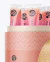 Opened Matte Paper Tube With Sachets Mockup