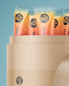 Opened Matte Paper Tube With Sachets Mockup