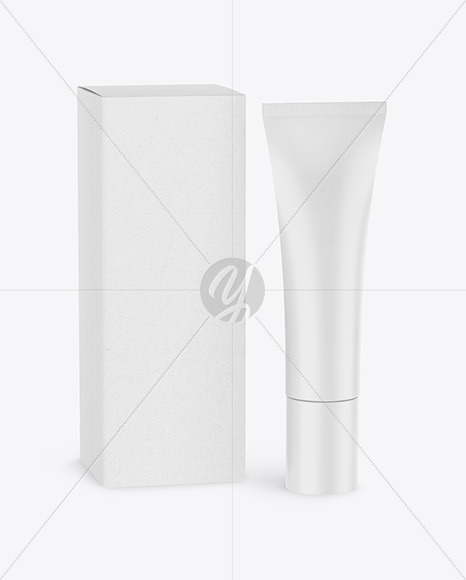 Matte Cosmetic Tube w/ Kraft Box Mockup