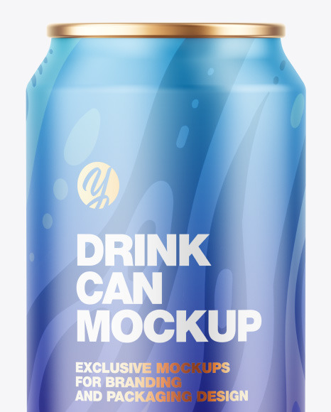 Metallic Drink Can w/ Matte Finish Mockup