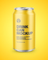 Metallic Drink Can w/ Matte Finish Mockup