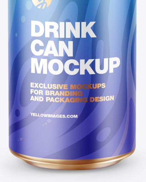 Metallic Drink Can w/ Matte Finish Mockup