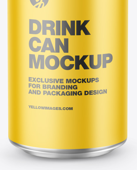 Metallic Drink Can w/ Matte Finish Mockup