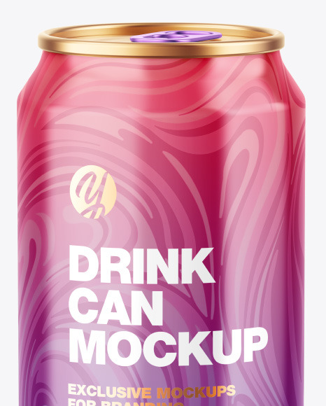 Metallic Drink Can w/ Glossy Finish Mockup