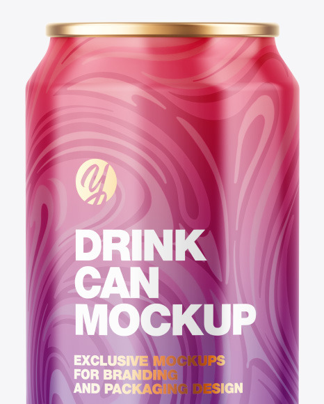 Metallic Drink Can w/ Glossy Finish Mockup