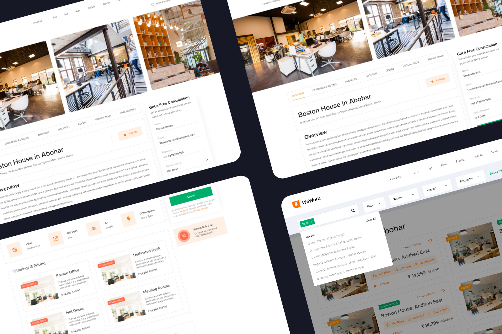 WeWork Find Co-working space UI Template